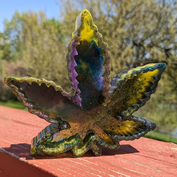 Hand Crafted Accessories - 420 Tray Handmade Resin Sparkly Glitter Stoner Art Colorful Rainbow Cute Gift